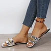 2024 Summer Flat Bottom Women's Slippers Trend Fashion Outdoor Beach Golden Chain Design Flip-Flops Square Toe Open Toe Slippers 4