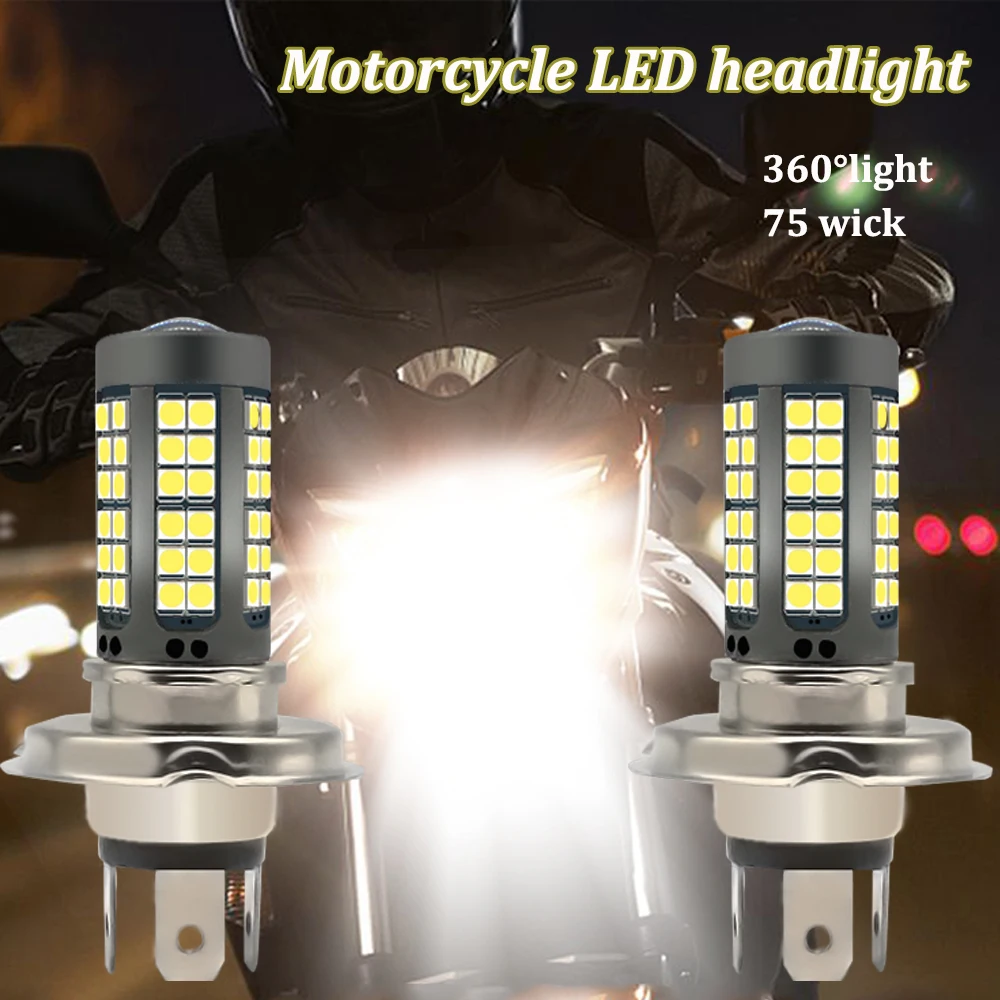 Evidenzia 12W 1200Lm H4 Led Moto H6 Ba20D P15D Led Moto Moto Lampadine Per Fari 3030 75 Smd Bianco 6000K Hi Lo Lampada 10V-80V