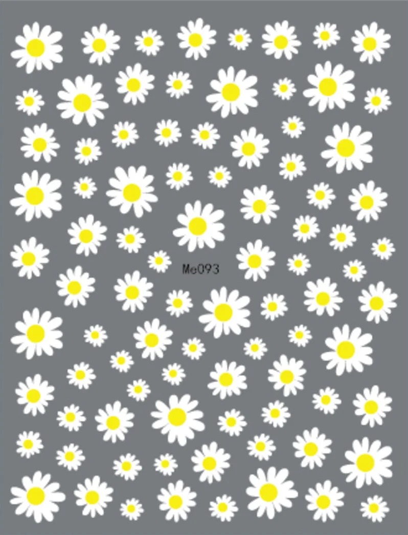 Nail Art Flower Daisy Embossed Stickers Nail Sliders Simple Floral Design Elegant Self Adhesive Nail Art Decals Decoration 3