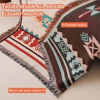Aztec Blanket Oversized Boho Throw Blanket with Fringe Southwestern Geometric Tapestry Vintage Woven Throw Blankets Double-S 5