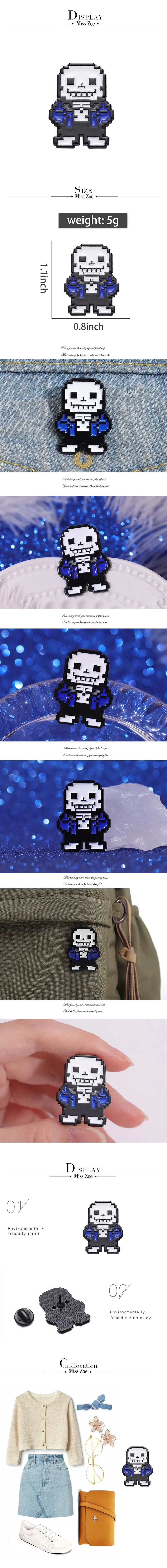 Sans Undertale Emaille Pins Benutzerdefinierte Spiel Broschen Revers Abzeichen Cartoon Schmuck Geschenk für Kinder Freunde – Detail 1