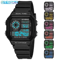 Montres numériques hommes sport lumineux multifonction étanche femmes montre-bracelet en plein air et en cours d'exécution étudiant sept lumières Synoke 5
