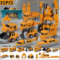 16/26/35pcs/set Magnetic Transformer Engineering Vehicle Assembly Playset Multi-functional Combination Transform Robot Toys 1