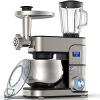 6-in-1 LCD Display Kitchen Electric Mixer 6.5QT Stainless Steel Bowl Multi-Function Mixer Dough Blender Meat Grinder Pasta 1