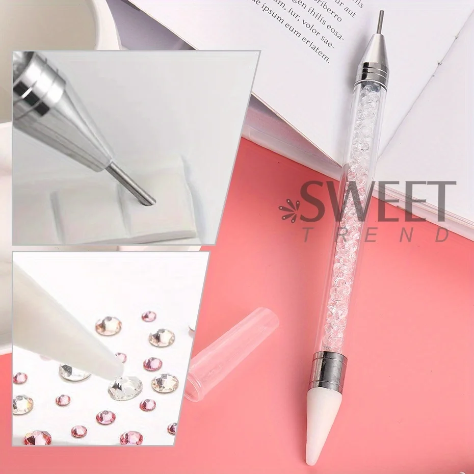 Dual-Ended Rhinestone Picker Pen With Tweezer Set Point Drill Wax Pencil Sticking Picking Dotting Jewelry Tools Decoration Kit 3