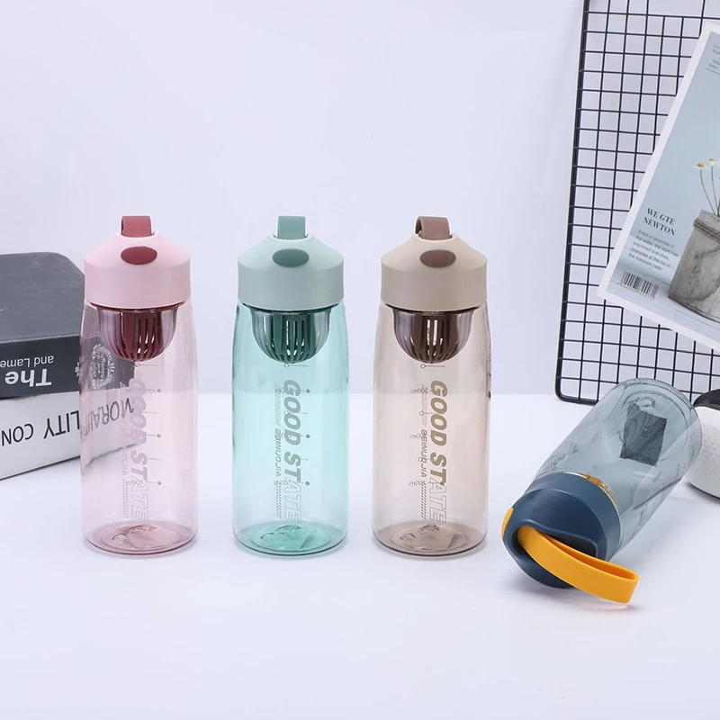 480/550 Ml Water Bottle Portable Travel Bottles Sports Fitness Cup Summer Cold Water With Time Scale
