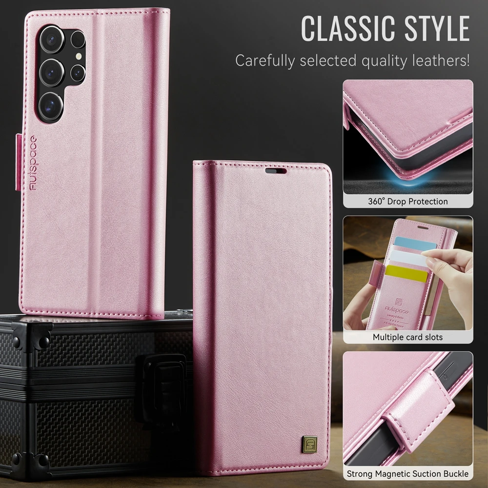 Leather Wallet Case with MagSafe Flip Cover and Card Slots