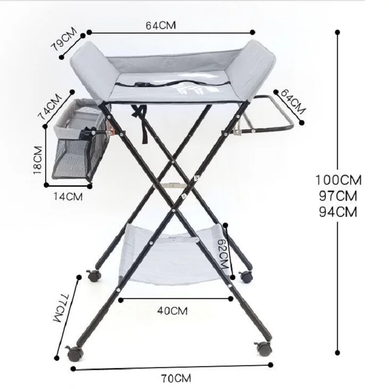 LazyChild Baby Crib Diaper Changing Table Liftable Baby Care Table Multi-Function Newborn Care Foldable Cot New