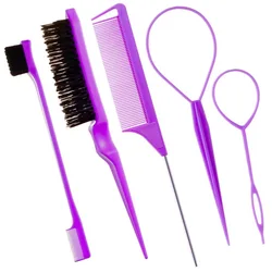 DIY Hair Styling Tools Set: Ultimate Hair Brush and Braiding Kit (Purple)
