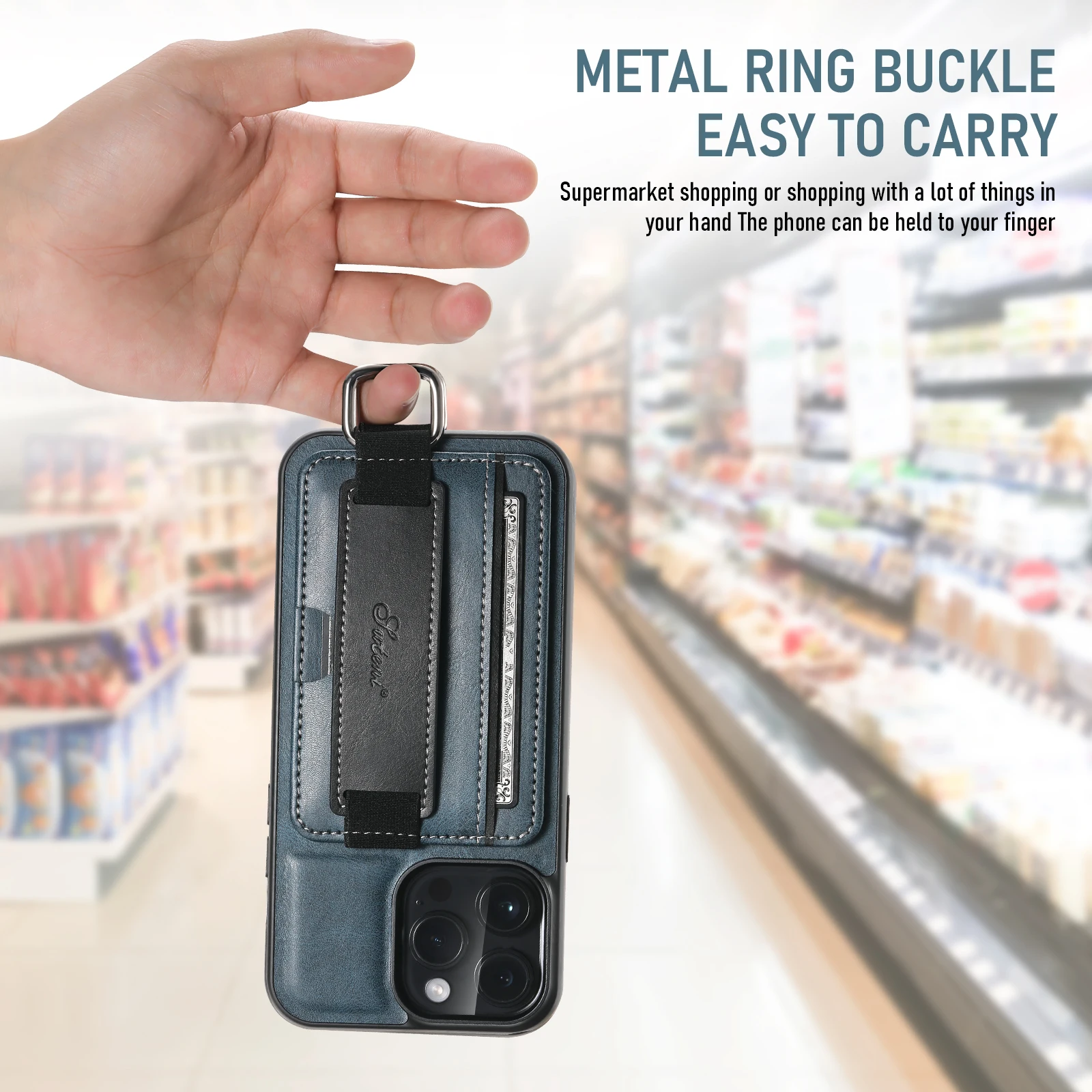 SUTENI شريط للرسغ محفظة جلدية جراب هاتف آيفون 16 برو ماكس 15 زائد 14 13 Mini 12 Pro 11 X XS XR فتحة للبطاقات غطاء حامل