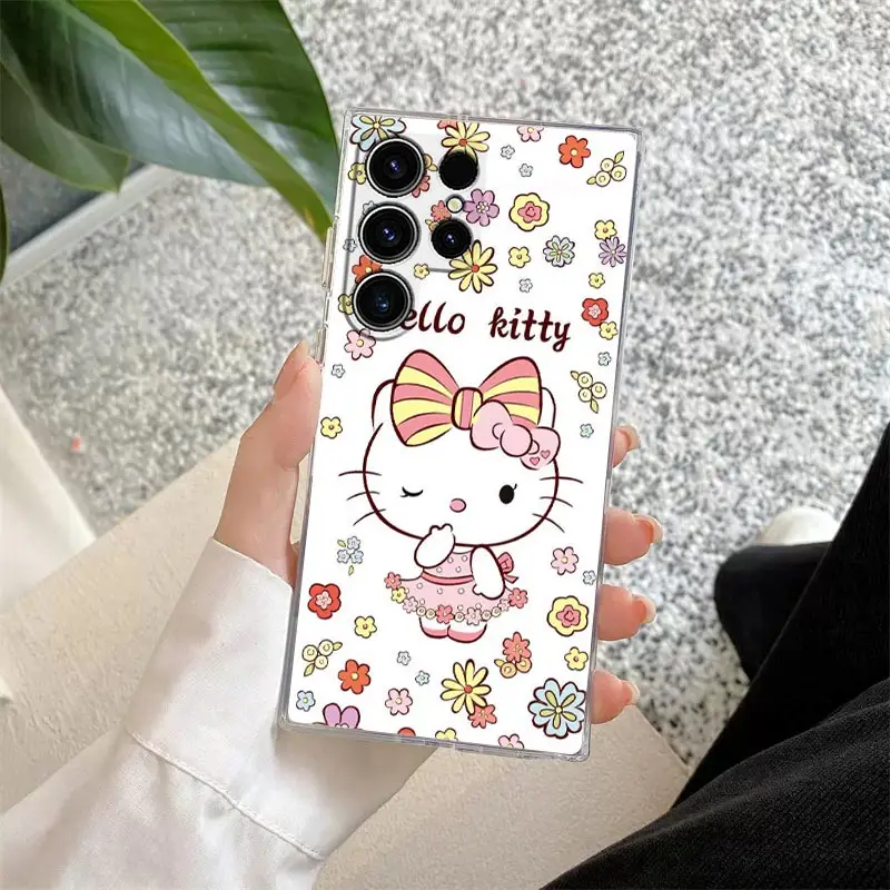 thumbnail image 1 of Funda de teléfono con dibujos animados de Hello Kitty, carcasa transparente para Samsung S24, S23 Ultra, S22, S20 Plus, S21 FE, Galaxy S24Ultra, S235G, 1 of 5