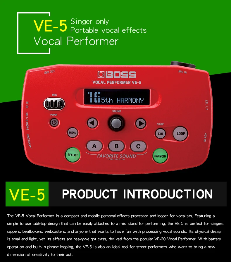 Roland Boss Ve-5 Vocal Harmonist Guitar Effect Processor Harmony