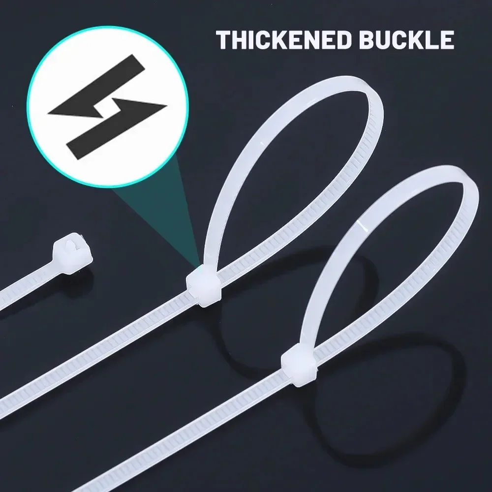 100-1000PCS Self-Locking Nylon Cable Ties Plastic Fastening Straps Zip Wraps 4x200mm Wire Management Organizer Home Office Car