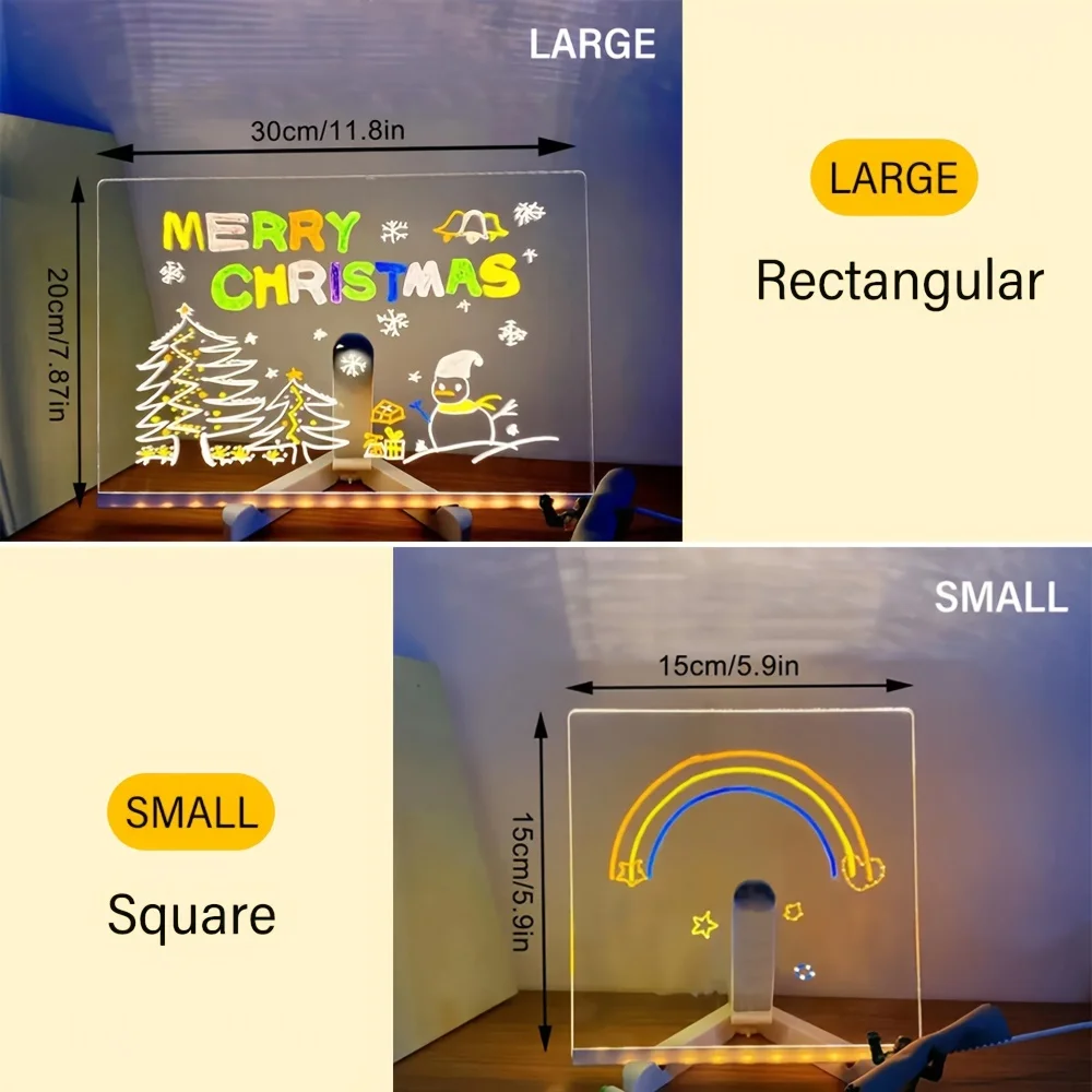 LED light up acrylic message board Erasable USB Children's Drawing Board CIY for Birthday Gifts Bar Advertising Boards 2
