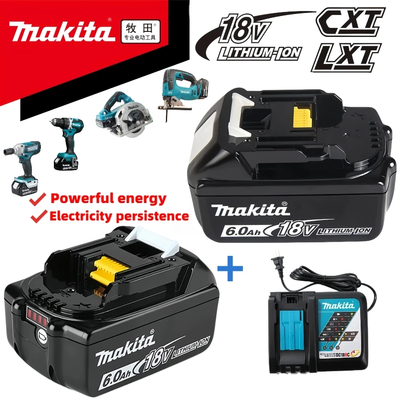 Batteria Per Elettroutensili Ricaricabile Originale Al Makita-100, Led Sostituibile Agli Ioni Di Litio, 6.0 Ah 18V Lxt Bl1860B Bl1860Bl1850