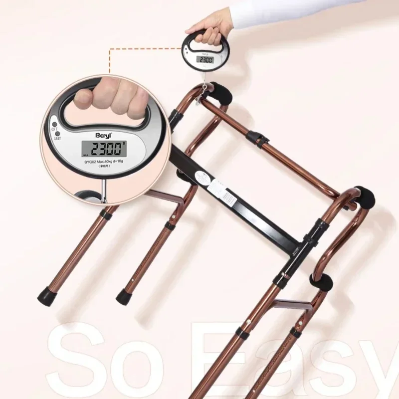 Compact Elderly Walker-Foldable Four-Legged Cane, Portable Rehabilitation Aid, Easy-to-Use Mobility Support for Seniors