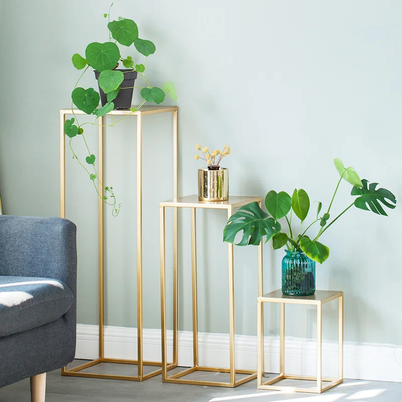 Creative Nordic Iron Flower Rack Indoor Green Plant Flower Pot Rack Living Room Shelf Balcony Simple Floor Style Table