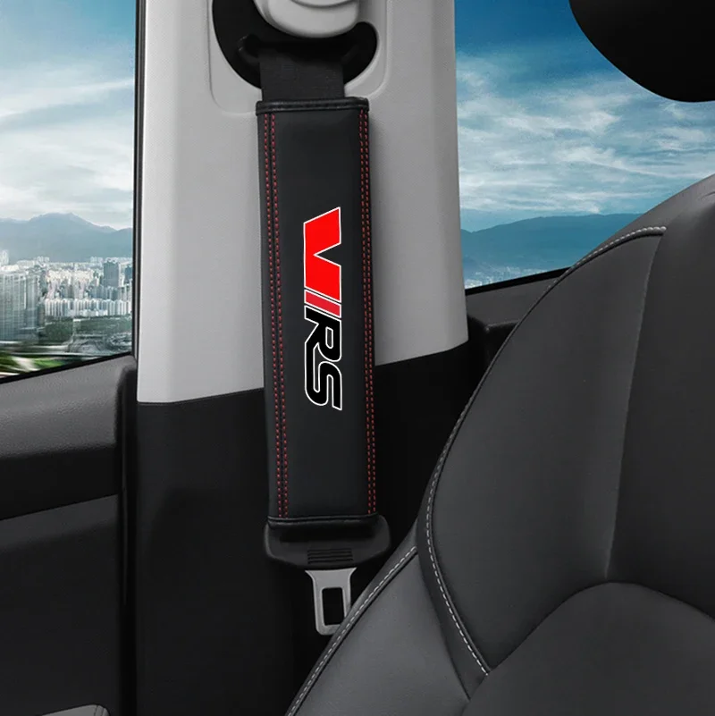 1pc Cowhide Car Interior Seat Belt Protector Cover seat belt covers seat belt protector car seat belt accessory For Skoda Virs RS RS IV