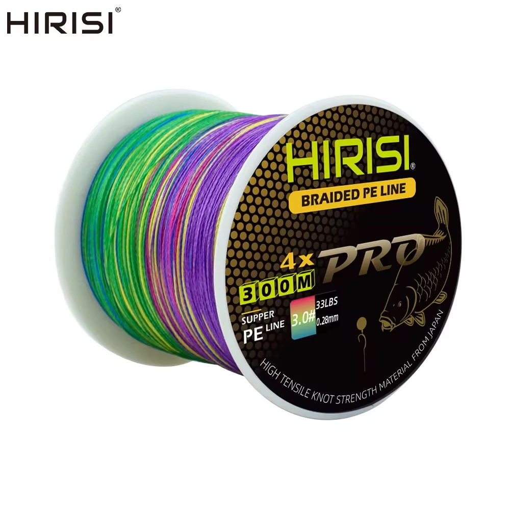 Fishing Line Hirisi Carp 300M Braided PE Line 4 Strands 15-50LB Multifilament Fishing Smooth Accessories