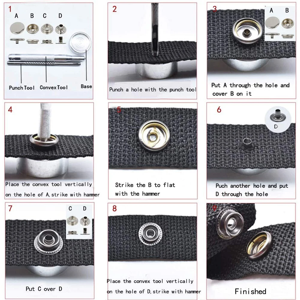 Snap Fastener Kit 100pcs 15mm for DIY Craft