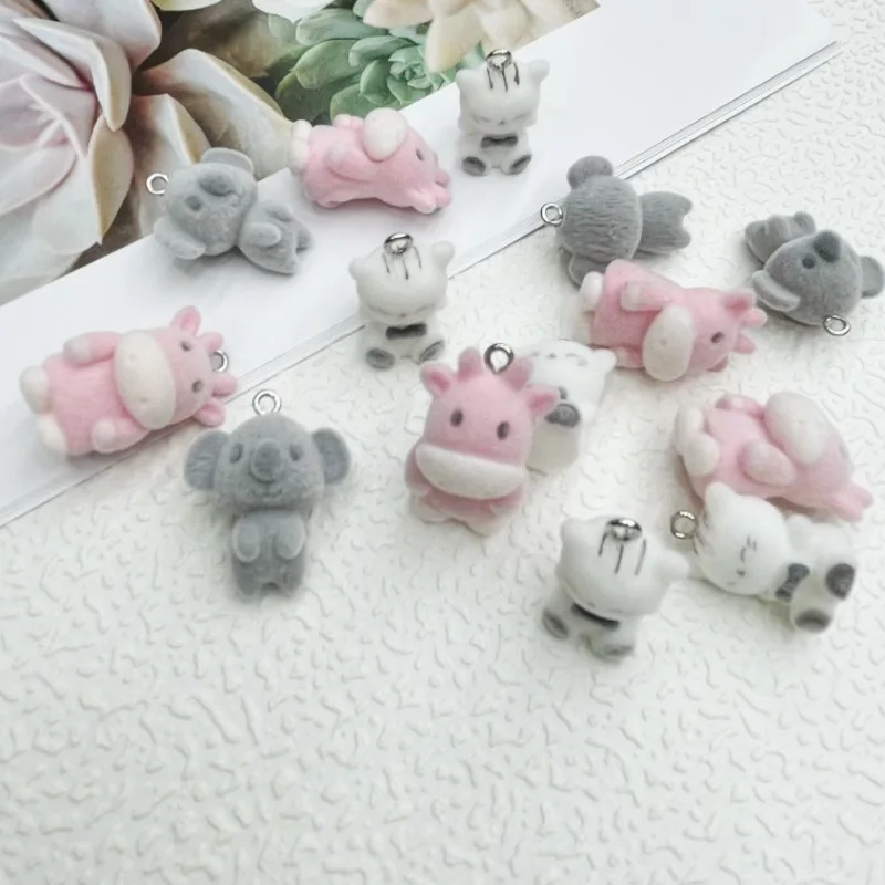 50Pcs 3D Cute Cow Koala Cat Charms Resin Accessories for Making Diy Bracelet Necklace Earrings Keychain Accessories Supplies
