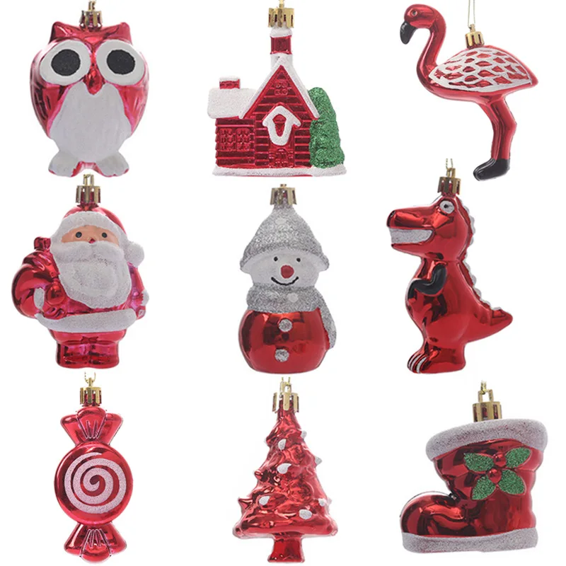 2PCS White&Red santa snowman Christmas Pendants Ornaments For Xmas Tree Ornaments Christmas Party Decorations Kids Gift