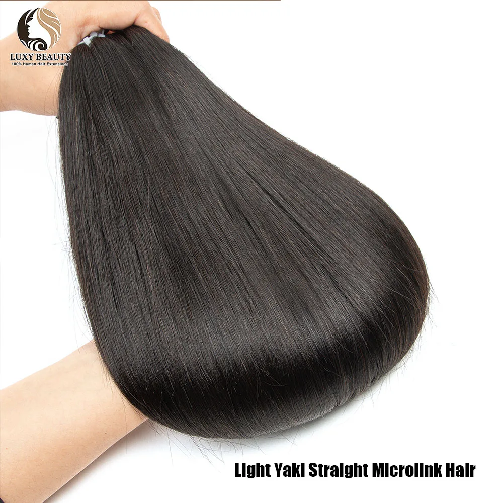 Light Yaki Straight I Tip Human Hair Extensions Brazilian Remy Micro Link I Tip Human Hair Extension 50strands/pack Yaki