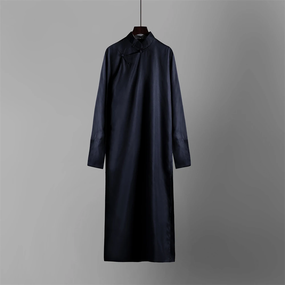 1pcs Men's Chinese Traditional Robe Kung Fu Uniforms Grooms Wedding Clothes Male Stage Crosstalk Performance Costume Coat Gift
