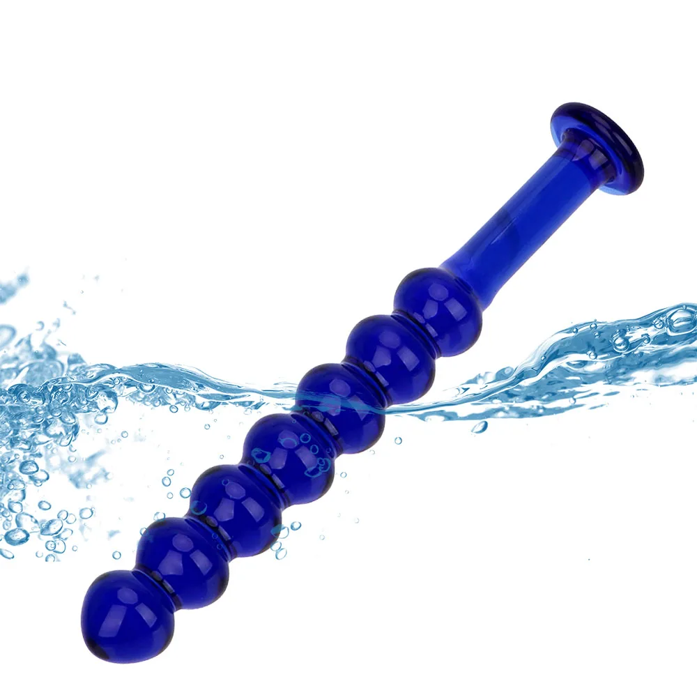 IKOKY Sex Toys for Women Men Prostate Massage Fake Penis Glass Dildo Butt Plug 7 Beads Crystal Balls Pyrex Anal Plug sex toys