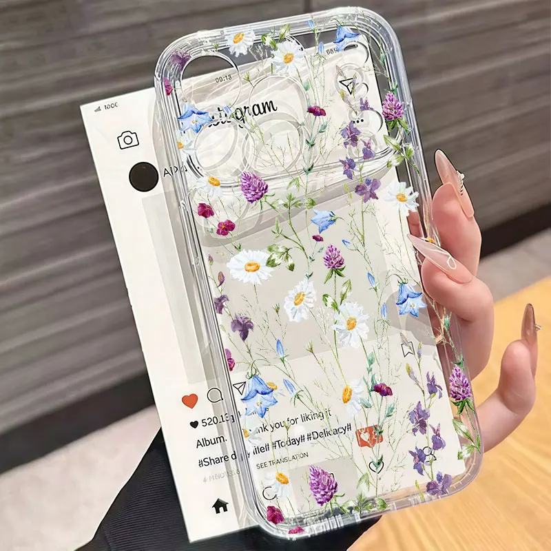 Trendy Leaves Flower Clear TPU Phone Case