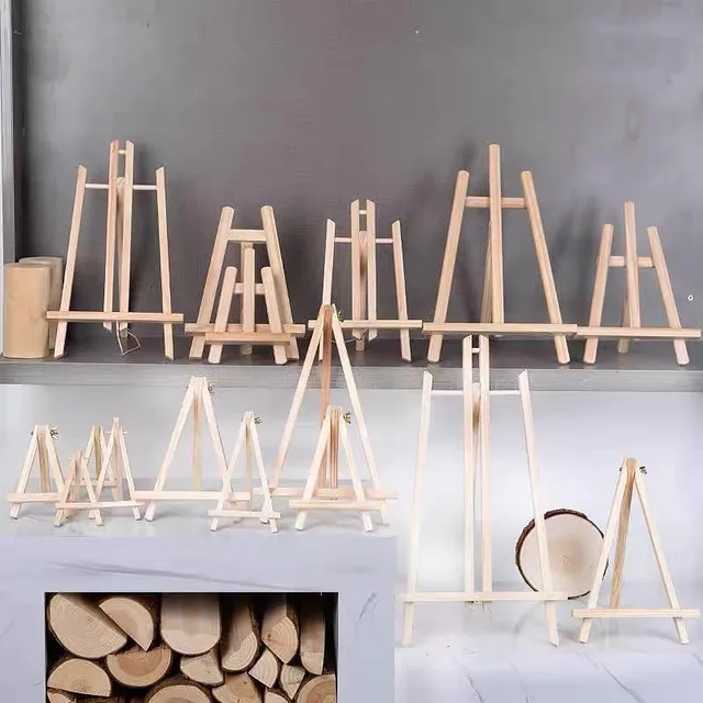 Mini Shelf Natural Wood Tripod Easel Frame Painting Craft Holder Desktop Painting Table Name Card Stand Display Holder Children 4