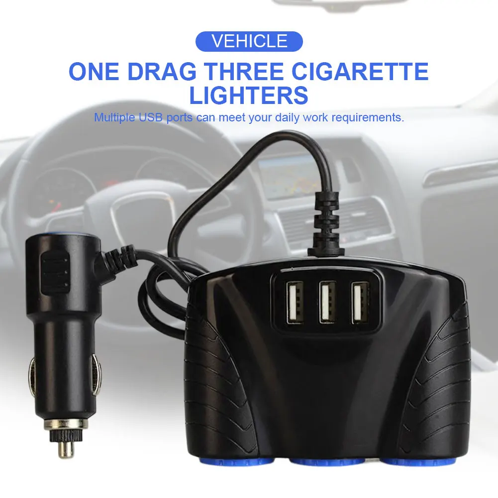 12V-24V 자동차 시가 라이터 플러그 3.1A 120W 시가 라이터 어댑터 3 웨이 자동 충전기 어댑터 자동차 액세서리 용 3 USB 포트