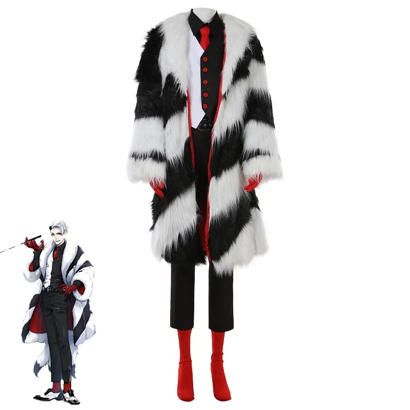 Twisted Wonderland Divus Crewel Costume Cosplay Cappotto Invernale Foderato In Pelliccia Costumi Di Halloween Abiti Da Festa Fantasia Su Misura