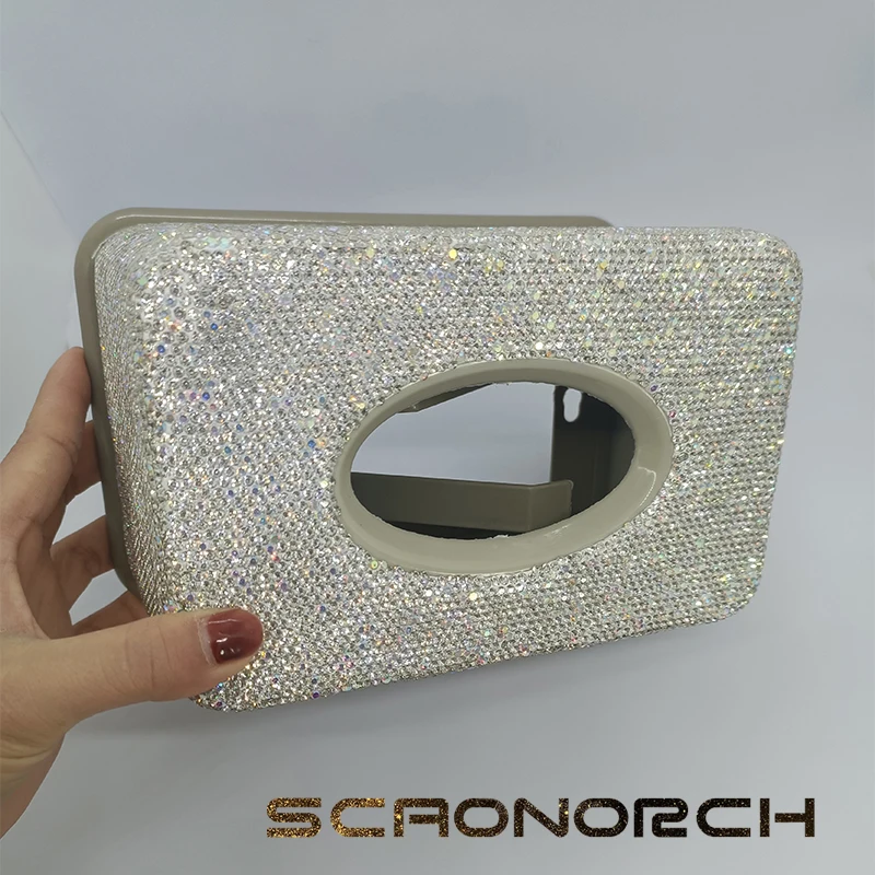 Shiny Rhinestone Roller Tissue Box Circular Roll Paper Office Living Room Bedroom Tissue Storage Box Bathroom Accessories 5