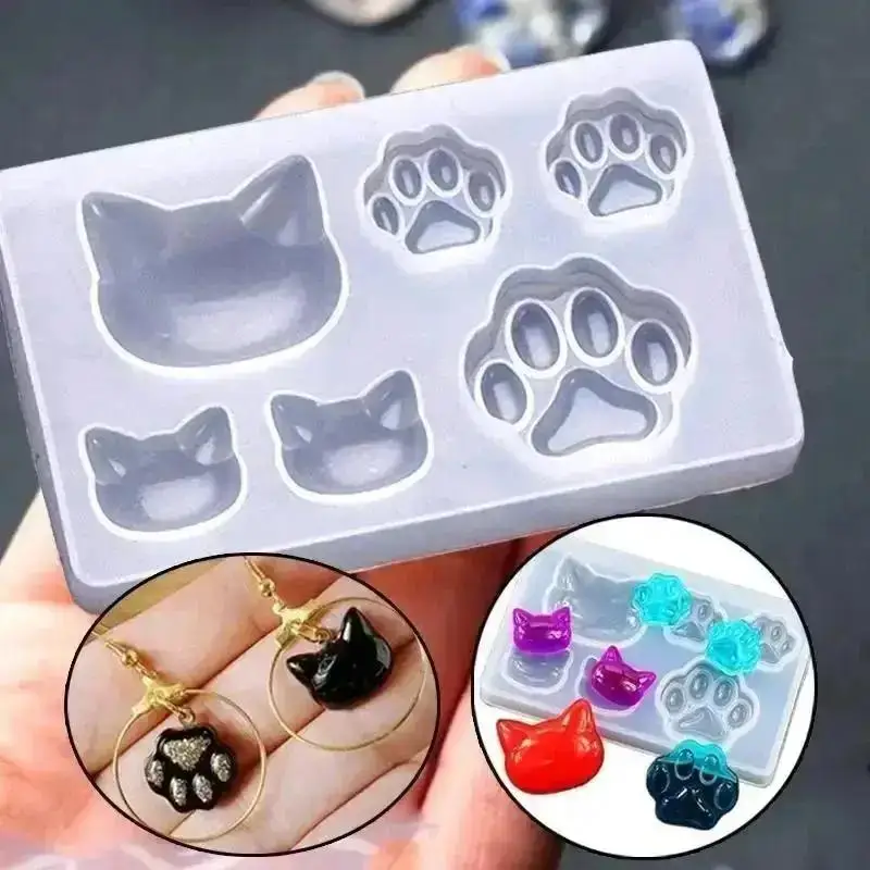 Creative Small Cat Claw Crystal Epoxy Resin DIY Silicone Mold Cat Face Cat Claw Keychain Jewelry Pendant Mold Home Supplies