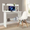 Free Standing Home Office Desk with Bookshelf, Writing Study Computer Workstation Laptop Table for Living Room, Bedroom, School 4