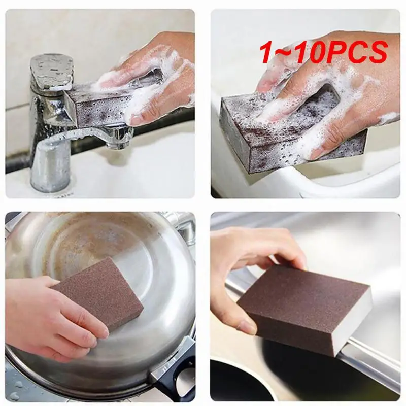 

1~10PCS 2/4/ Sponge Eraser Carborundum Removing Rust Cleaning Brush Descaling Clean Rub for Cooktop Pot Kitchen Sponge