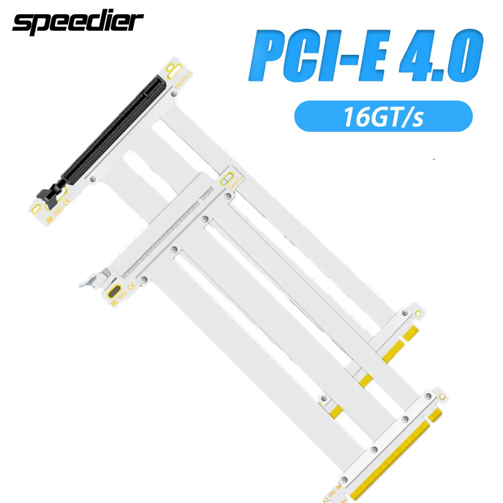

PCIE 4.0 Extension Cable, White 16x Shielded High Speed GPU Riser Cable with PCI Express Port for GPU Extension Card 15-60cm