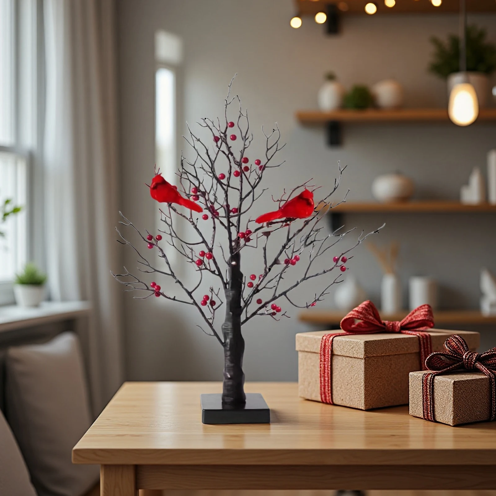 Red Bird Tree Light LED Cardinal Little Red Bird Table Decoration for Tabletop Centerpiece Xmas Indoor Home Décor: 3 - 5 Days Free Delivery Only UK