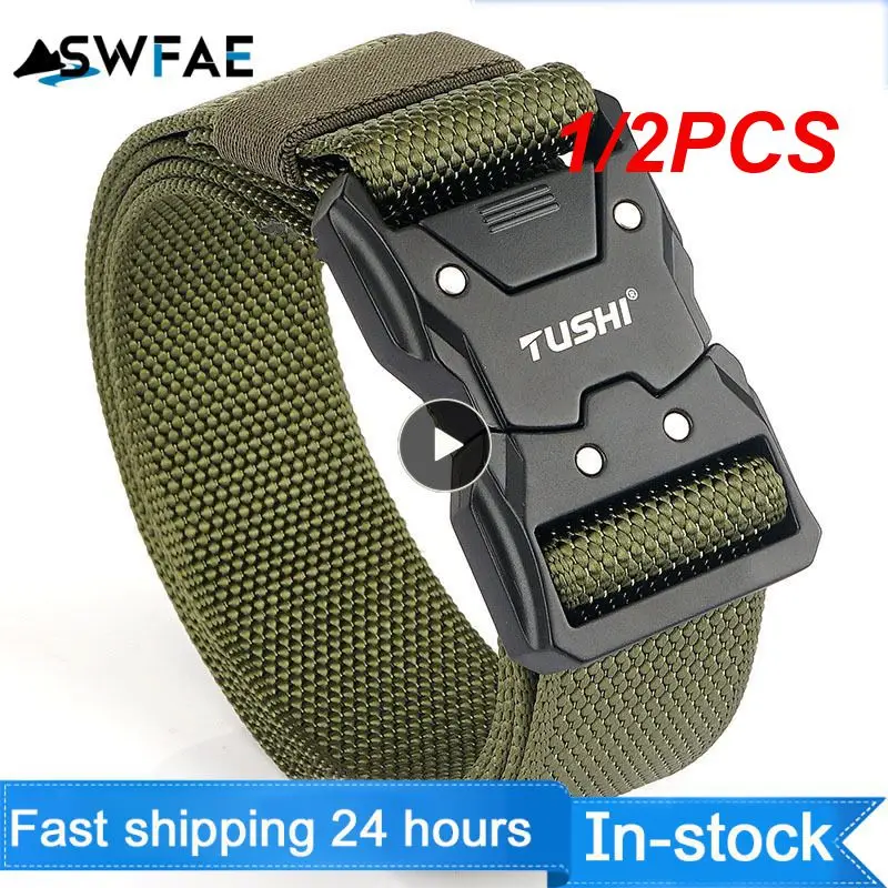 

1/2PCS Men's Belt Army Outdoor Hunting Quick Release Buckle Outdoor Military Training Pants Belt Sports Hunting Tactical