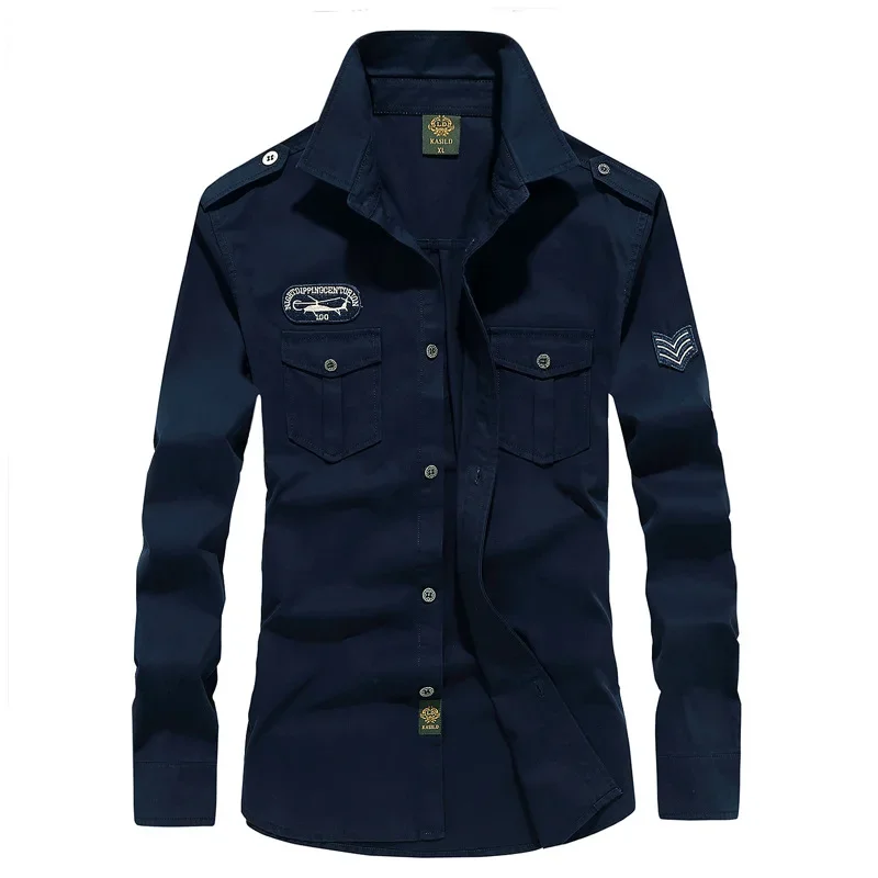 Spring Autumn Men Long Sleeve Cargo Polo Shirt Men Casual Fashion Cotton Shirt Tactic Military Embroidery Tops Plus Size 6XL