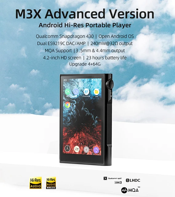 Shanling M3X Advanced Version MP3 USB Bluetooth Music Player Dual 
