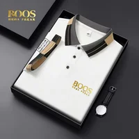 BOOSHREAFREAR Nouveau polo brodé de haute qualité pour homme, à manches courtes, tendance, idéal pour les affaires et les loisirs 2