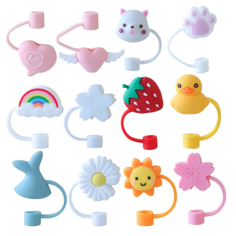 1PC Straw Plug Cute Drinking Dust Cap Silicone Tips Cover For 6-8mm Reusable Cup Accessories Beautiful Straw Hat Cup Ornaments straw accessories silicone straw covers
