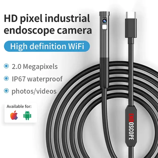 8mm 3in1 Piping Endoscope Single Dual Lens Type C Flexible Wire Inspection Tools Camera For Smartphone Android Cars Iphone 8 IOS 1