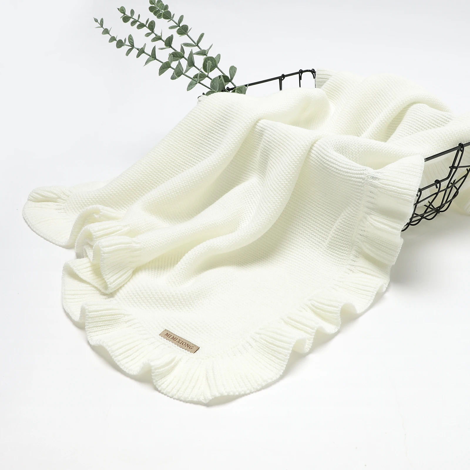 Knitted Baby Swaddle Blanket for New Born Babies Accessories Ruffle Stroller Blanket Bedding items Infant Nap Bed Cover 4