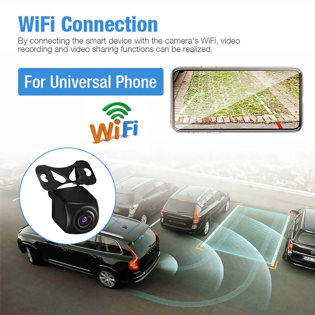 Telecamera di Retromarcia HD IP67 Impermeabile, Wireless WiFi, Visione Notturna, Angolo di Visione 175 Gradi, Compatibile con Android e iOS - Image 5