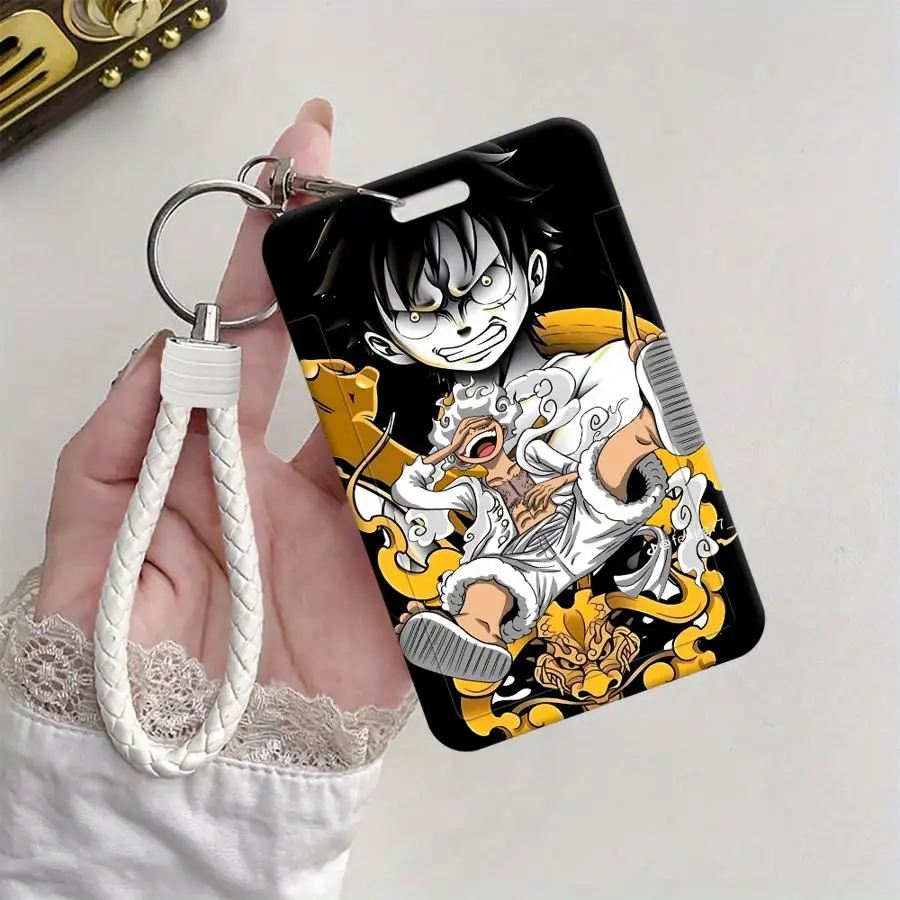 1 Stück Kartenhalter, einziehbarer Kreditkartenhalter, Halter für Kinderbus-Karten mit Umhängeband, Ausweishülle, Bankausweis-Etui, One Piece Luffy – Detail 2