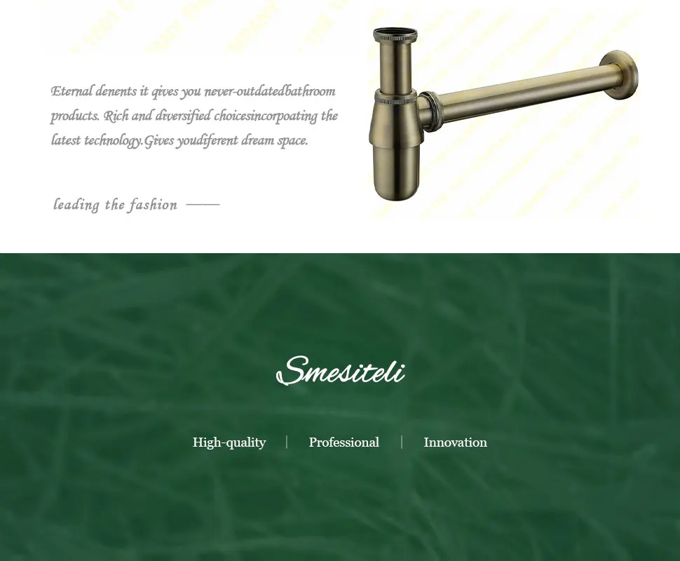 Description Picture 5 of itemSmesiteli Factory Direct Euro Basin Bottle Trap American Bathroom Plumbing P-Trap For Wash Basins Pipe Waste Drain Antique Bronz