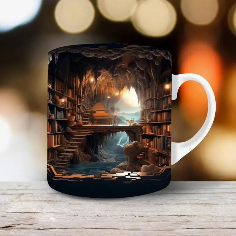 3D Bookshelf Mug, A Library Shelf Cup, Creative Space Design Multi-Purpose  Mugs, 3D White Mugs, Book Lovers Coffee Mug, A Gift for Readers